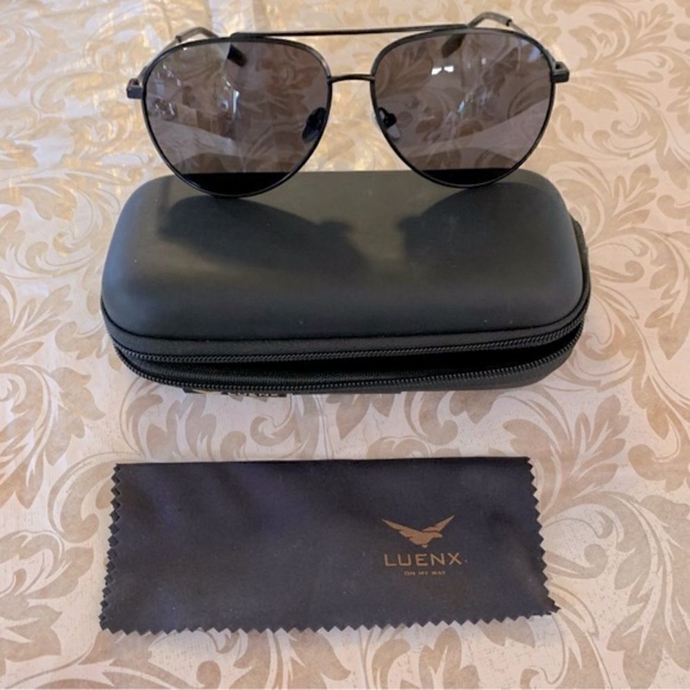 LUENX Aviator Sunglasses in Case & Wipe Cloth 1503 59-13-145 ‘see better world’